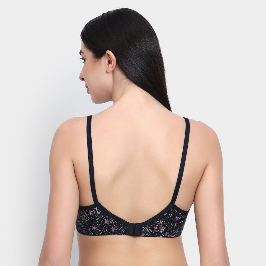 Ladies' 100% Cotton Non-Padded Bra, Navy Blue, large image number null